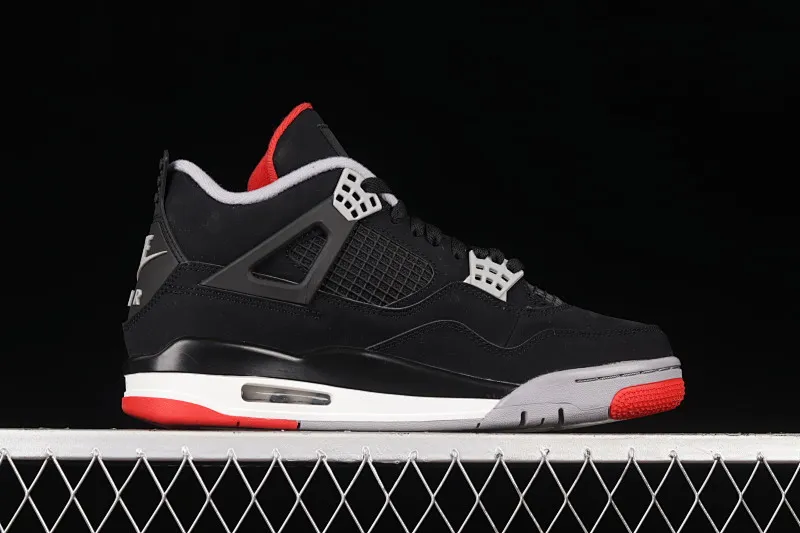 All categories Air Jordan Jordan series basketball shoes Air Jordan 4 foreign trade version Air Jordan 4 Retro "Bred" AJ4 Jordan 4 first year re-engraved new black and red first layer frosted 308497-060